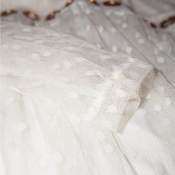 White One-Shoulder Mesh Overlay Dress - Picture 9 of 9